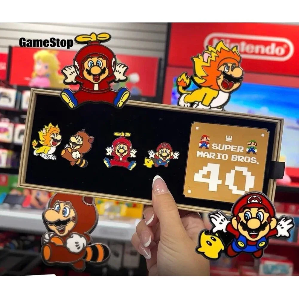 Super Mario Bros 40th Anniversary Exclusive Promotional Pin Set New SEALED